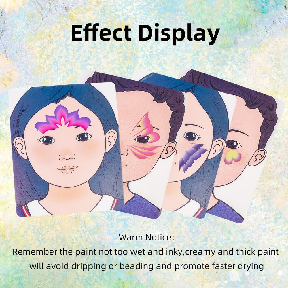 2 PCS Face Painting Practice Board 4 Patterns Reusable Makeup Template A4