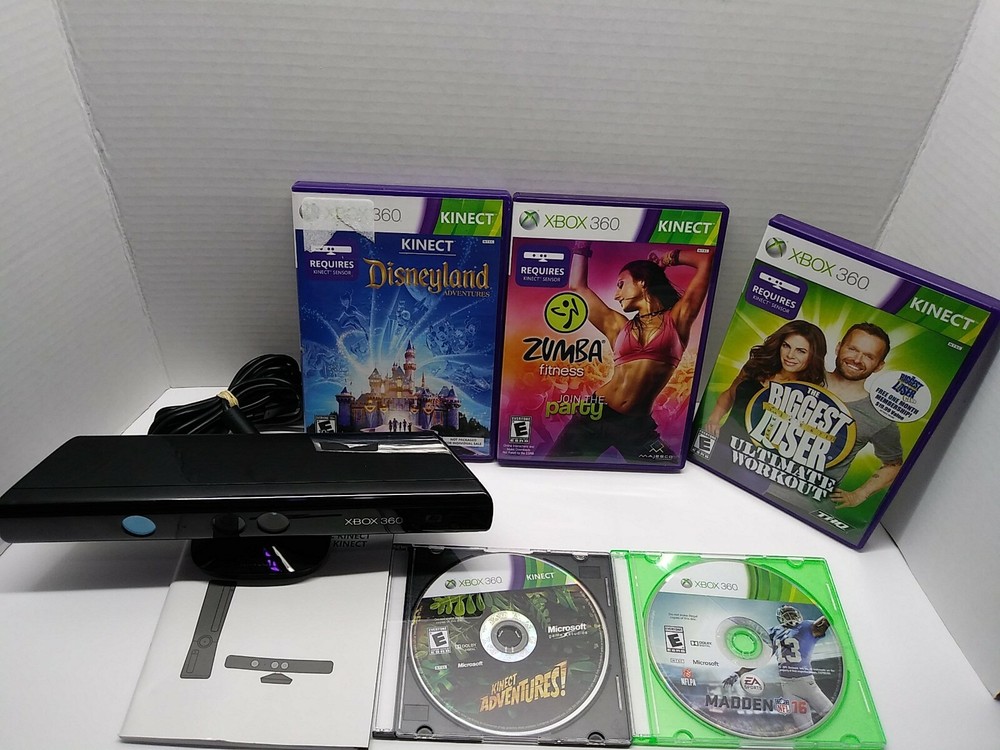 Xbox 360 Kinect Motion Sensor With 5 Games *TESTED*