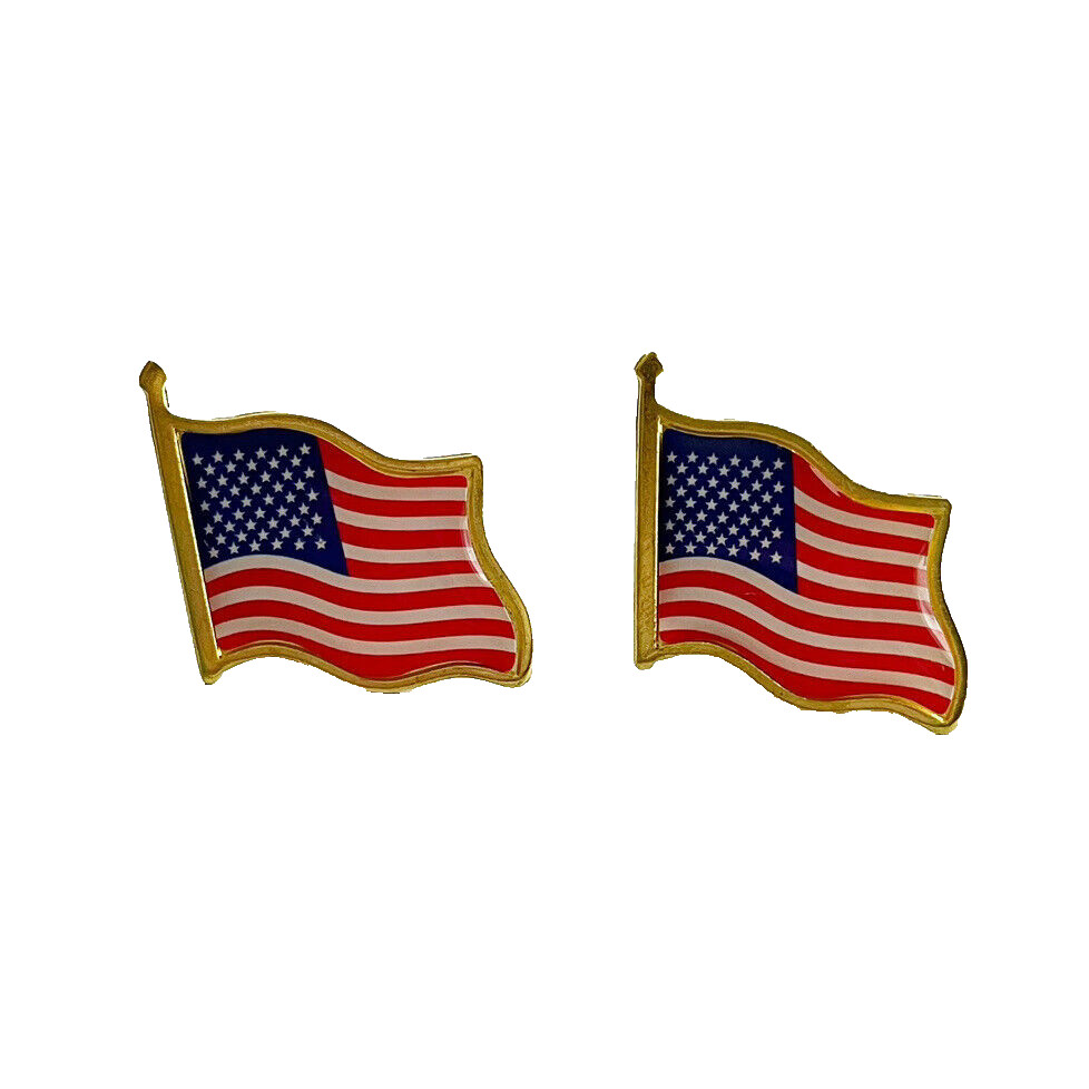 2 American Flag Pins for hats ties badges