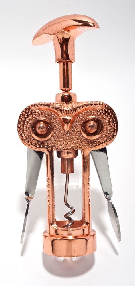 Owl-like Corkscrew / Solid Brass & Stainless Steel / Winged Handles