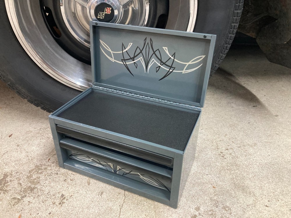 Gray Mini Toolbox Hot Rod Pinstripes