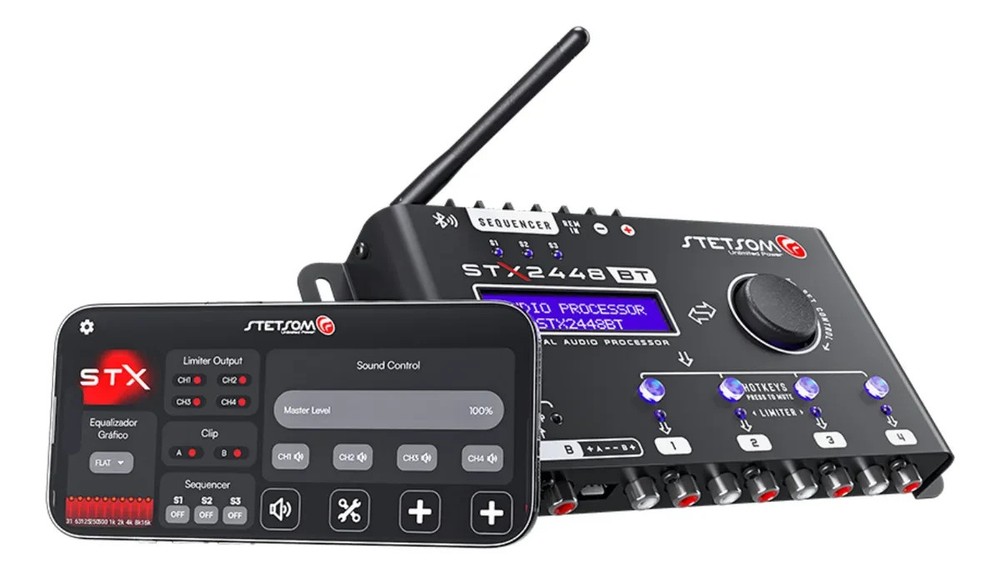 Stetsom STX2448 Digital Audio Processor Bluetooth Automotive Crossover Equalizer