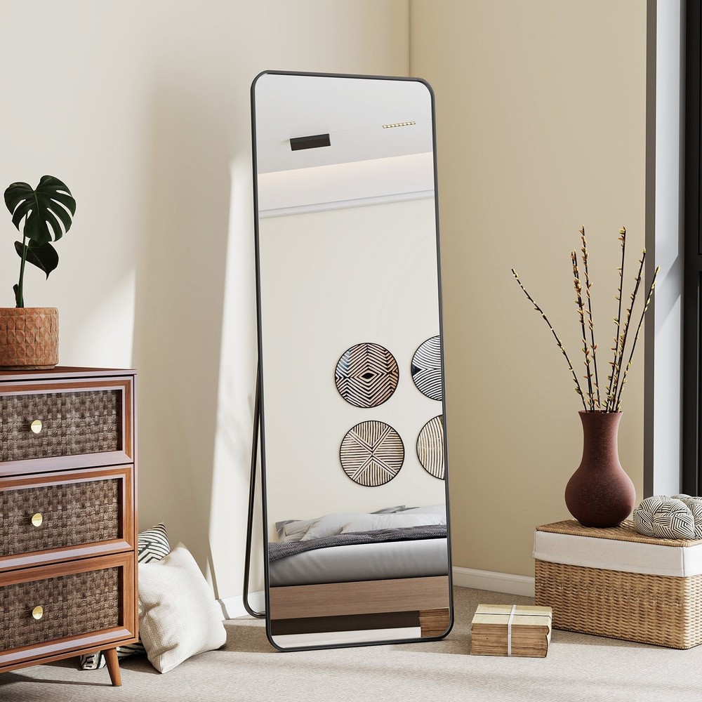 16"x59" Rectangular Full Length Mirror W/ Round Corner Standing Full Body Mirror