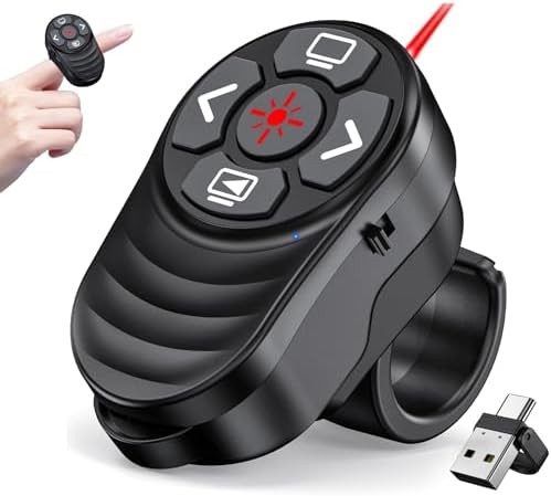 USB C Wireless Presenter Remote Presentation Laser Pointer Ring Clicker