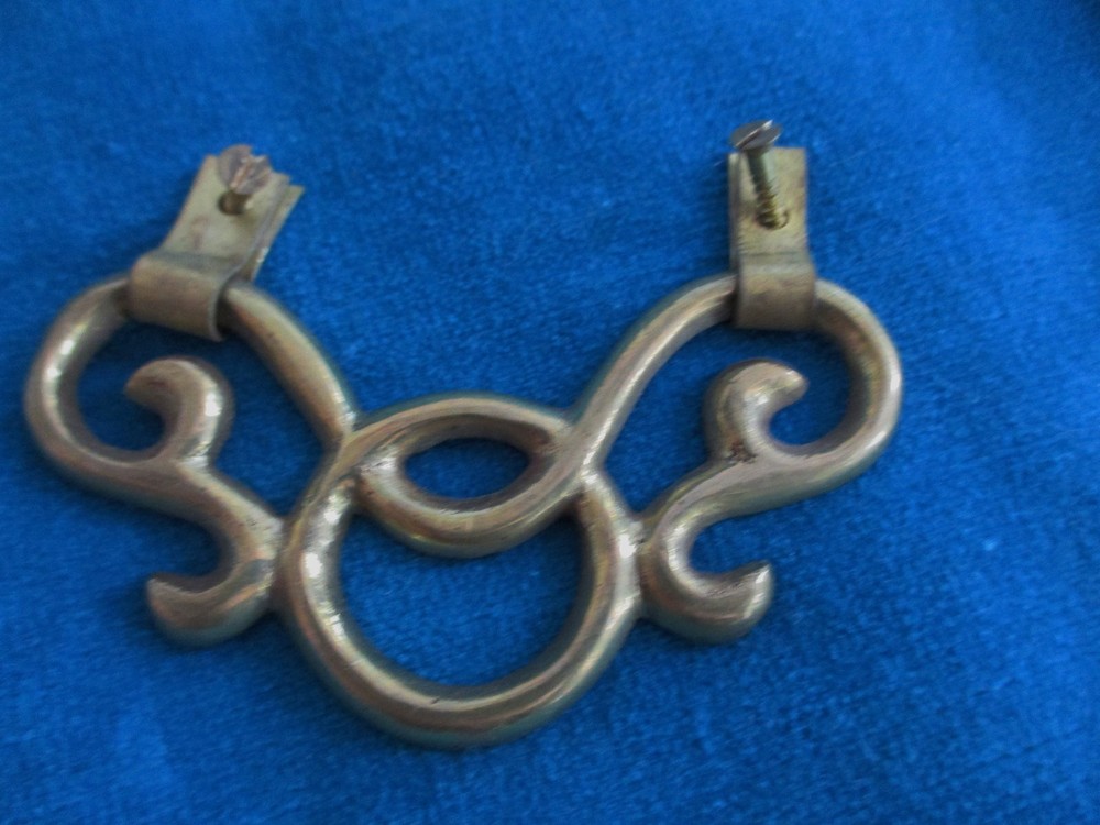 2 Vintage Solid Brass Hardware Hinged Drawer Pulls 2.6 ounces