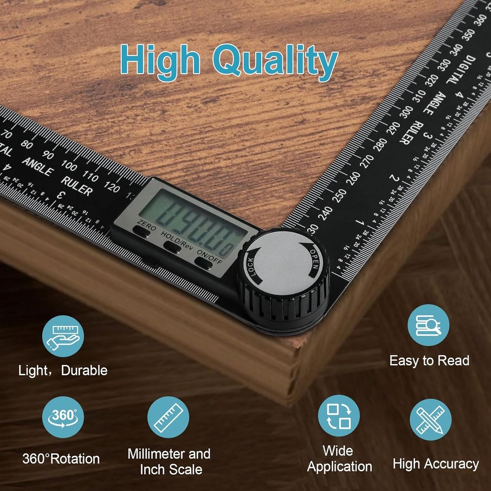Third Generation Protractor Angle Finder, Digital Angle Ruler with 7inch/200mm,