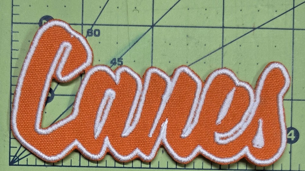 Miami Canes Text Embroidered Applique Iron On Patch Various Sizes Customize
