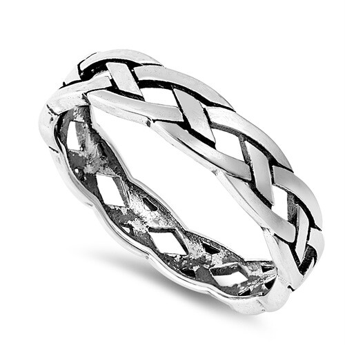 Celtic Braid Weave Ring Sterling Silver Band Sizes 4-10