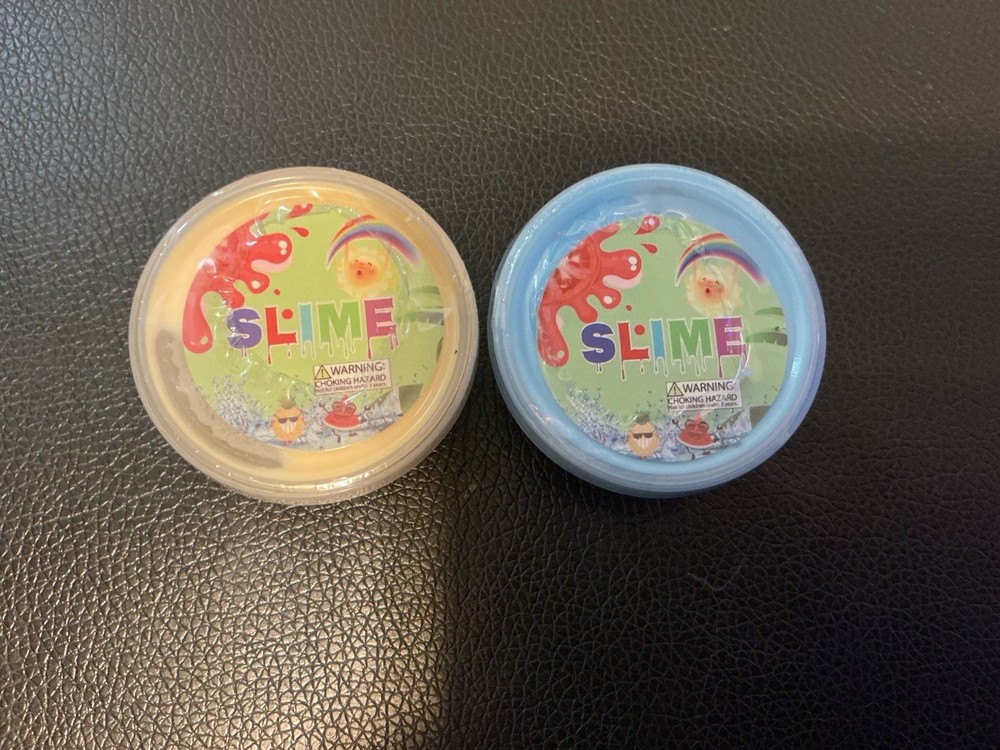 Fluffy slime 2 pack yellow and blue