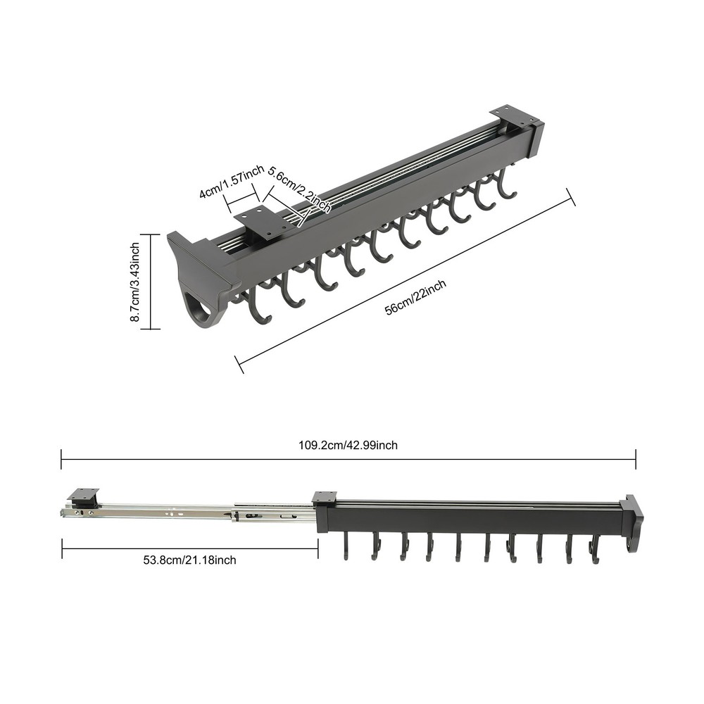 Pull Out Wall Storage Rack w/ 20 Hooks kitchen Laundry Closet Hanging Organizer