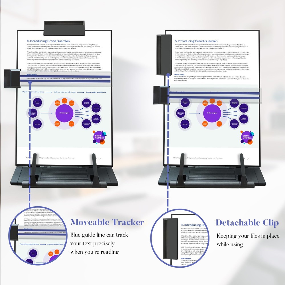 Black Desktop Document Paper Holder Stand 7 Adjustable Angles Copyholder