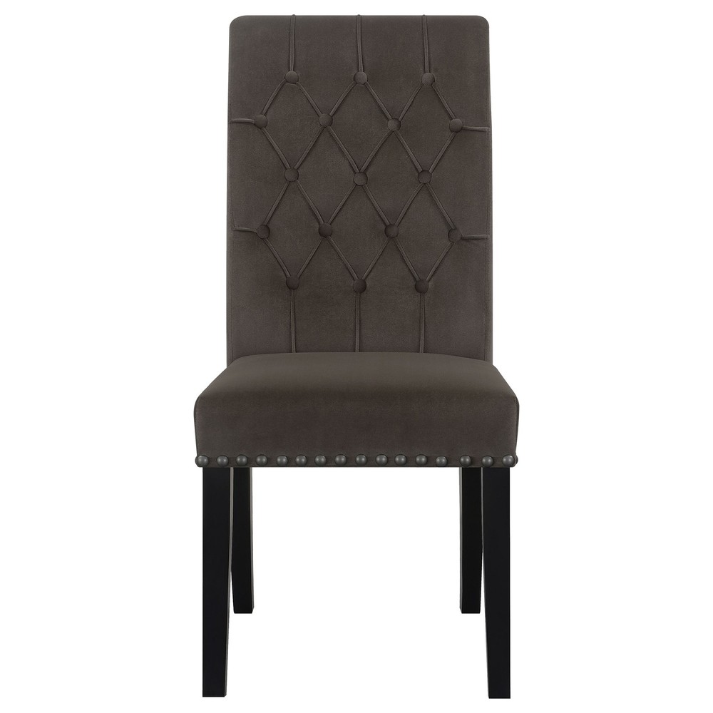 Brown and Rustic Espresso Tufted Side Chairs