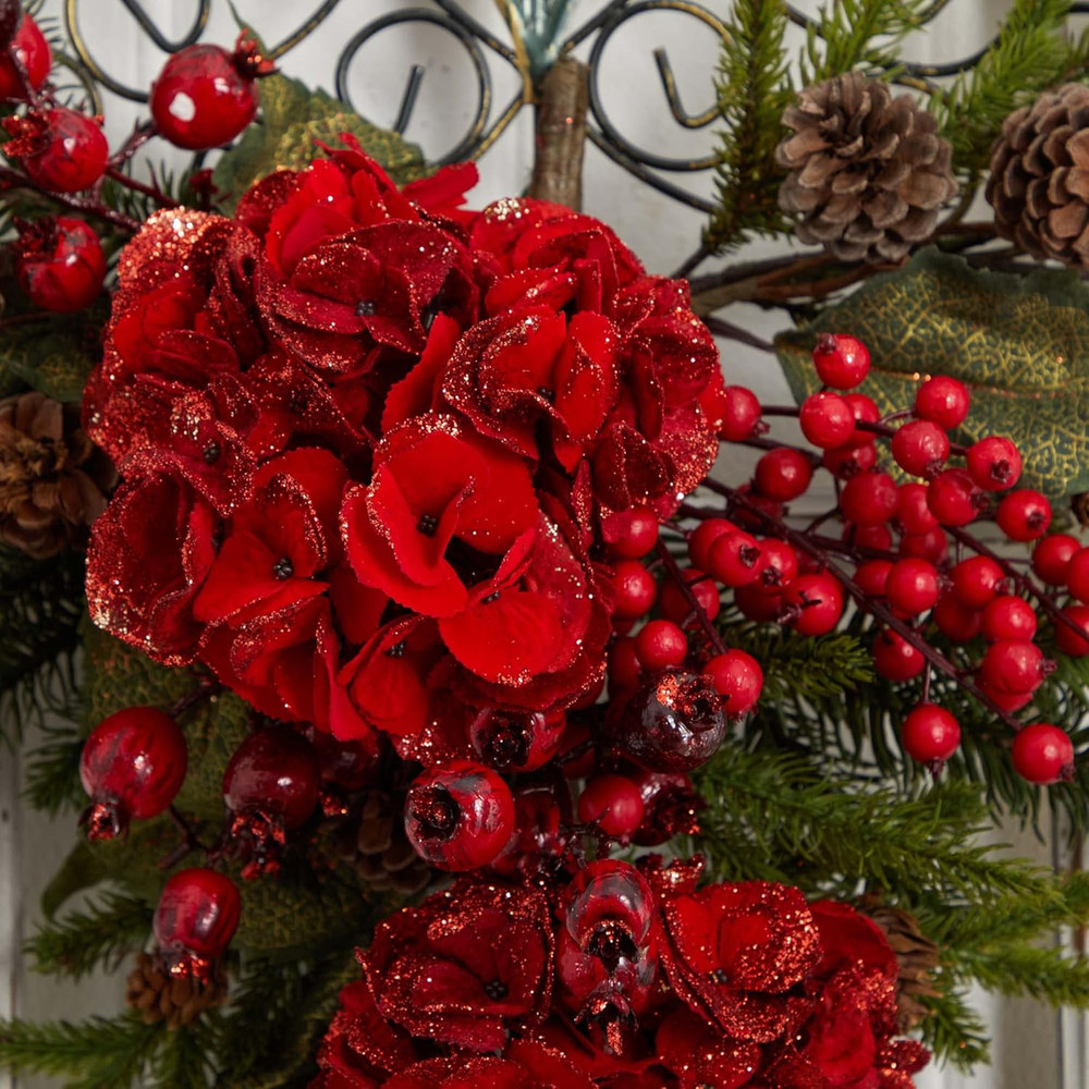 27In. Christmas Hydrangea Teardrop