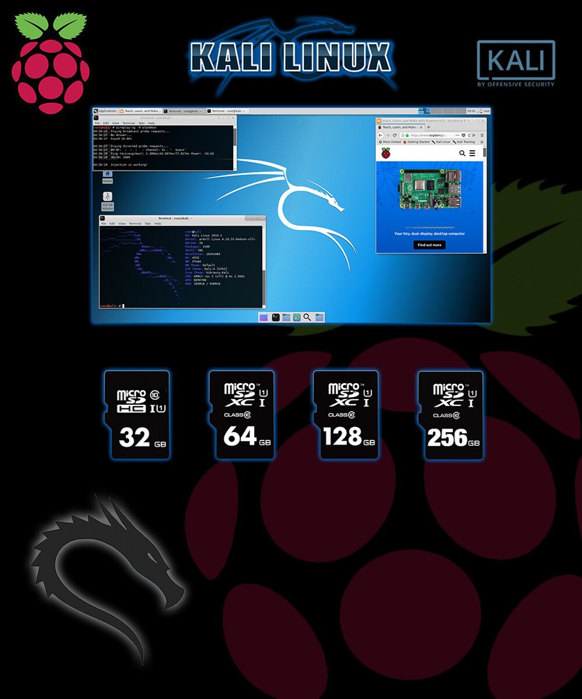 Kali Linux Penetration Testing for Raspberry Pi PreLoaded Class 10 Micro SD