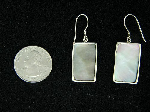 Abalone Wire Rectangular Wire Earrings in Sterling Silver