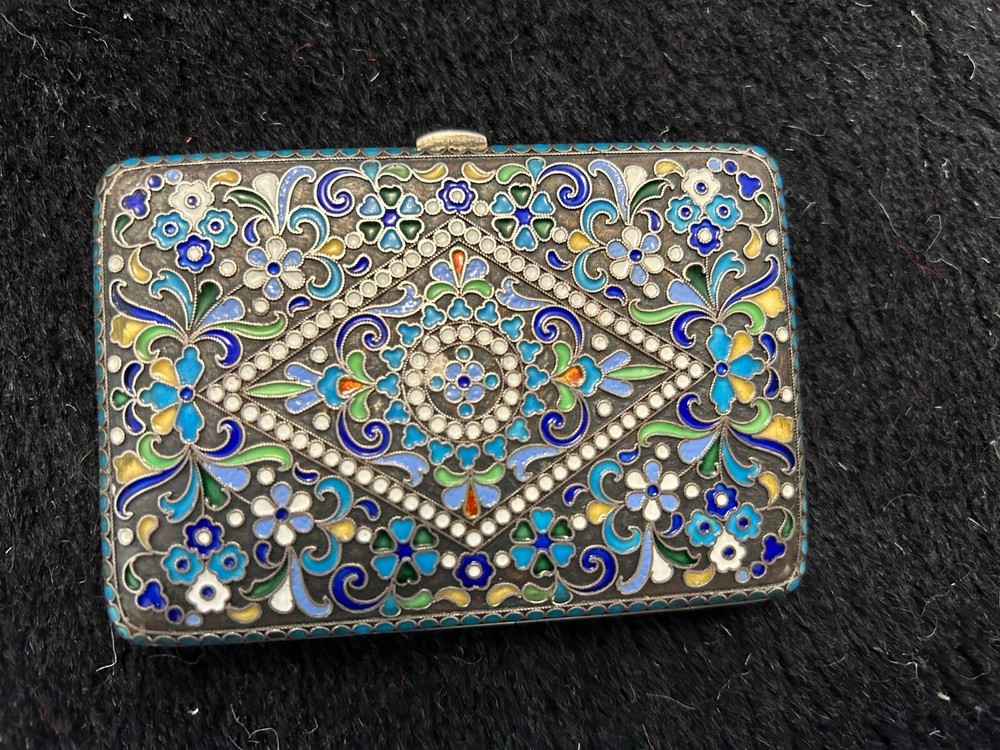 ANTIQUE RUSSIAN SILVER ENAMEL CIGARETTE CASE