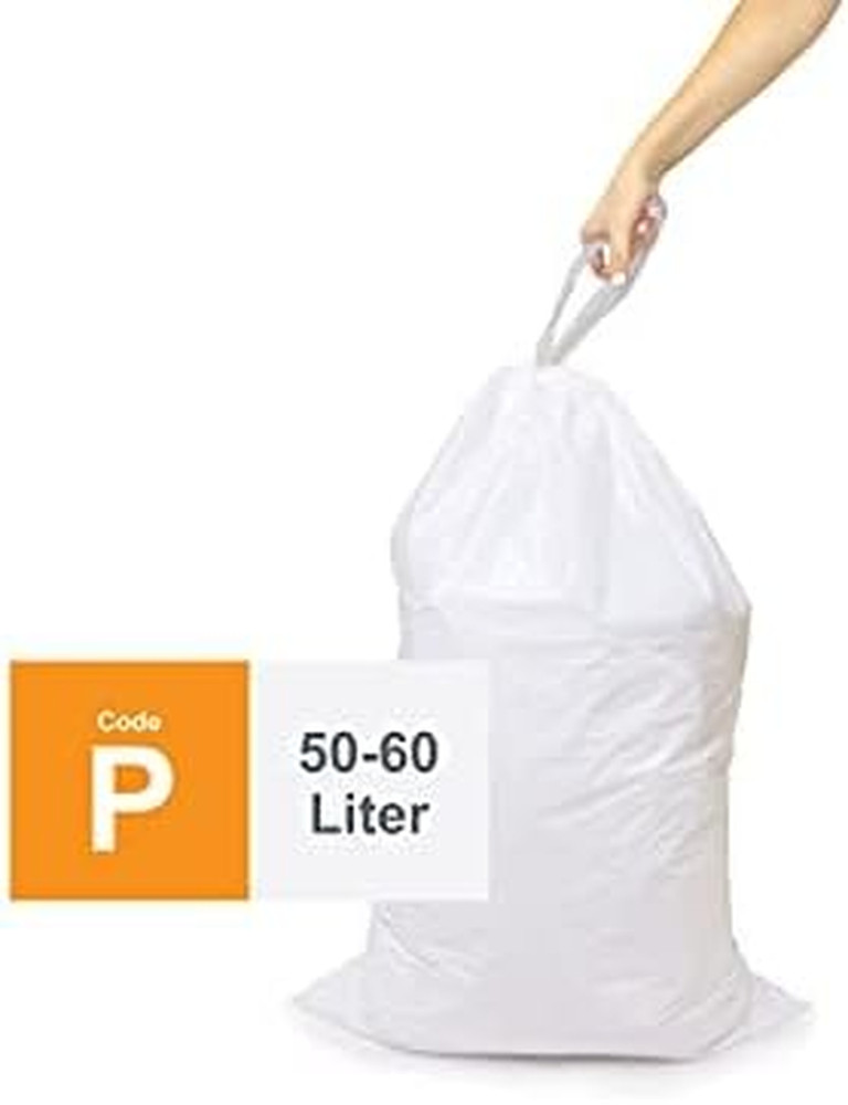 Compatible with Simplehuman Code P - Durable Custom Fit Plastic White Trash Bags