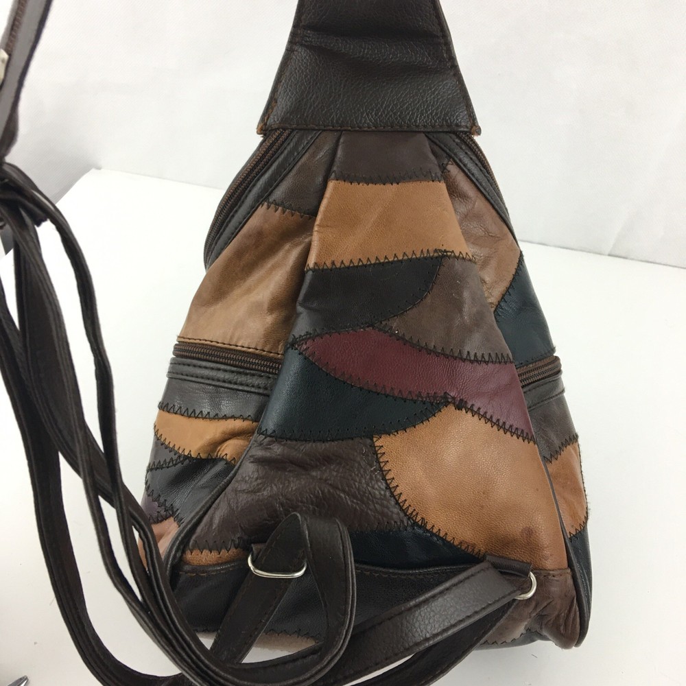 Peru Machu Picchu Leather Patch Work Adjustable Straps Backpack Purse