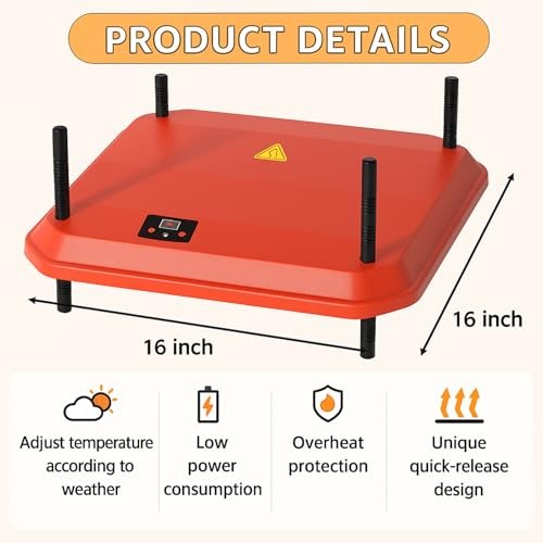 Adjustable 16x16 brooder Heating Plate for Baby Chicks, Providing Constant, red