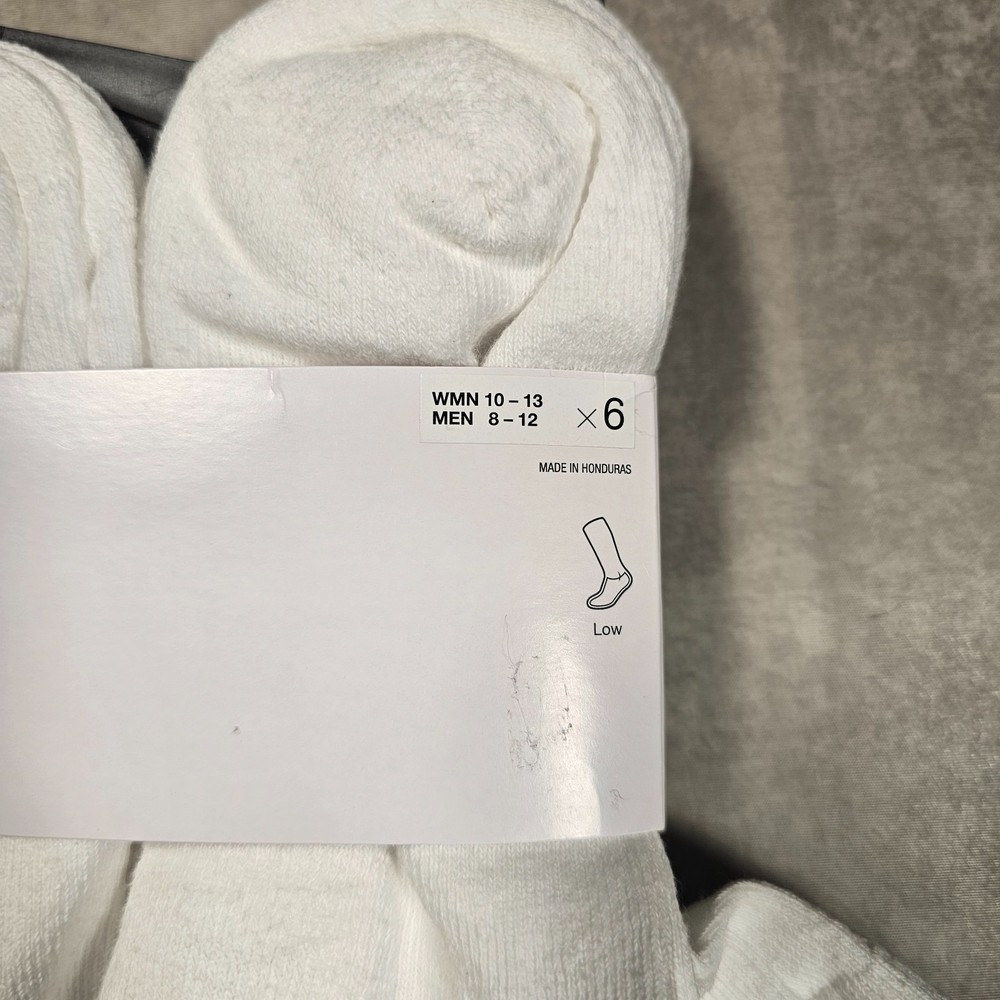 Nike Everyday Cushioned Training Low Socks White, Size L, 6-Pack