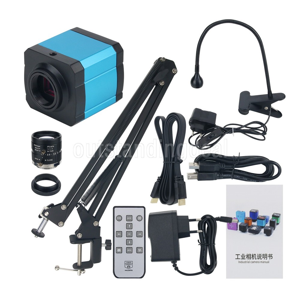 48MP Microscope Video Camera 1080P 2K HDMI USB With Adjustable Stand For Lab
