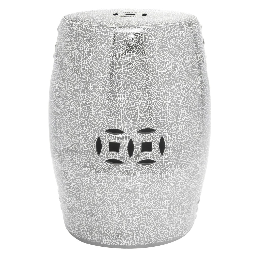 18" Silver Crackle Garden Stool