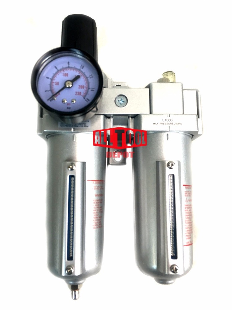 3/4" Compressed Air Moisture Filter Regulator Oiler Separator Lubricator Combo