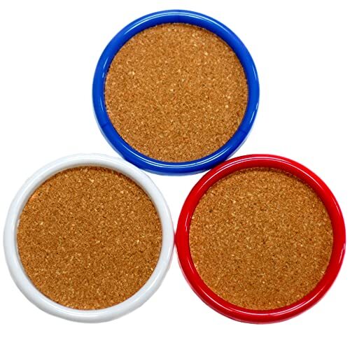 Basic Cork Coasters with Plastic Frame, 4 inches in diameter 4 piece set,