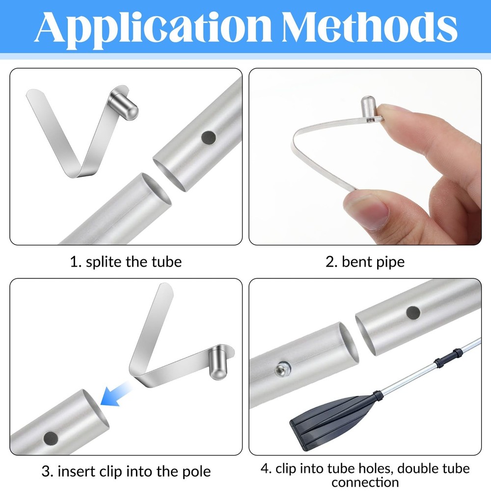 Apojgitn 8 Pcs Kayak Paddle Spring Snap Clips, Stainless One Size, Sliver