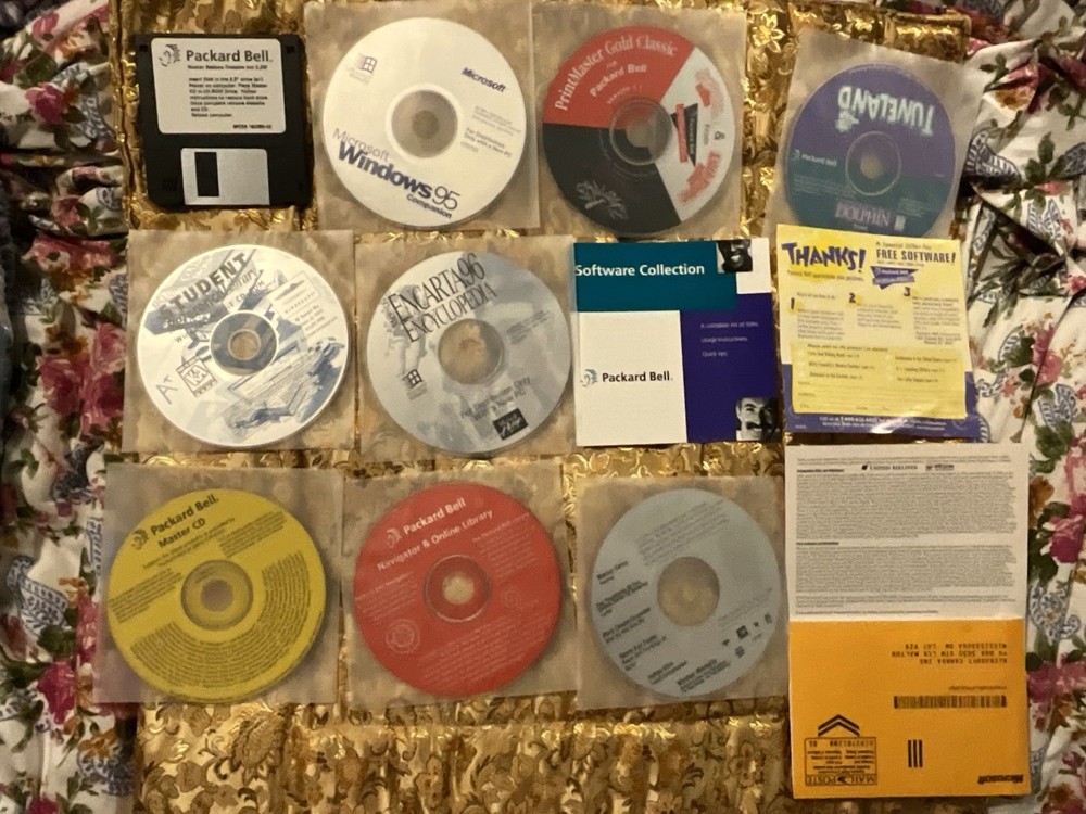 Vintage Packard Bell Software Bundle Windows 95 COA Manuals Boxed + Receipt