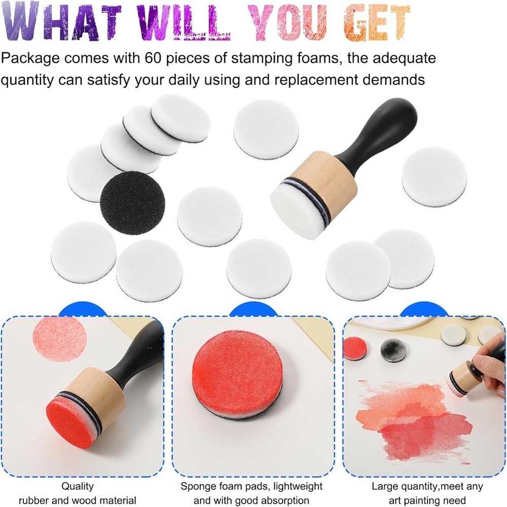 62Pack Ink Blending Tool - 2Pcs Applicator Tools and 60Pcs Replacement9076