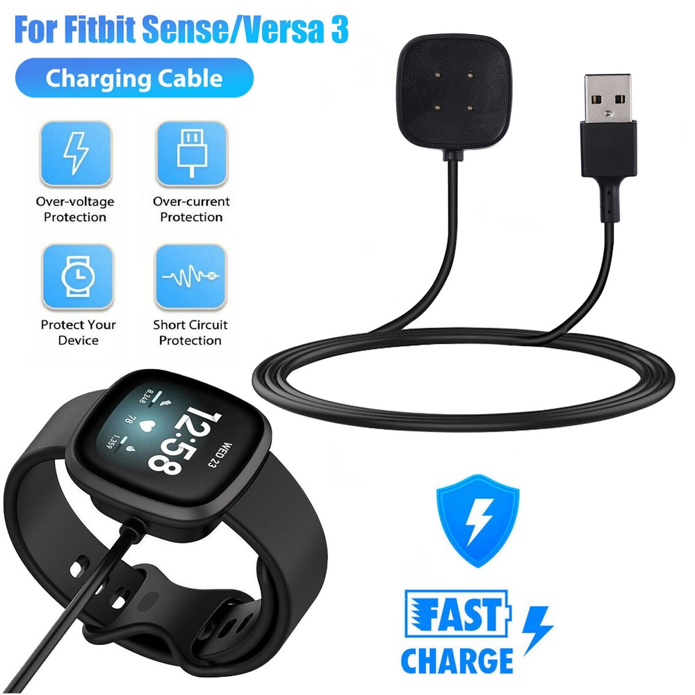 For Fitbit Versa3/Sense Watch USB Wireless Charging Dock Fast Cable Charger