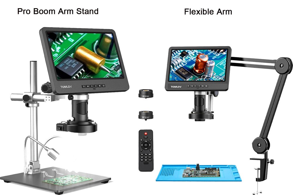 TOMLOV 10" 2000x Digital Microscope HDMI & USB Coin Microscope Camera Flexy Arm