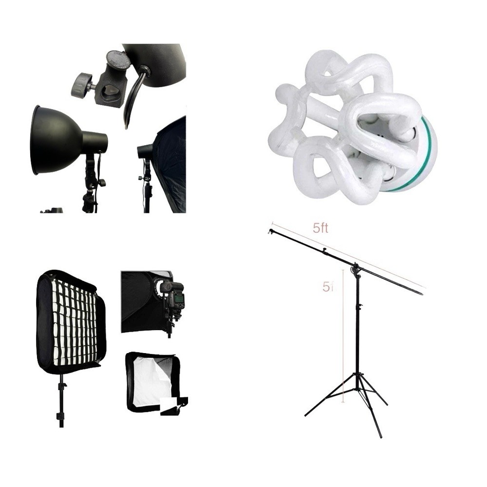 Bundle: Light Stand + Softbox + Continuous Light Kit + Bulb for Photo Studio