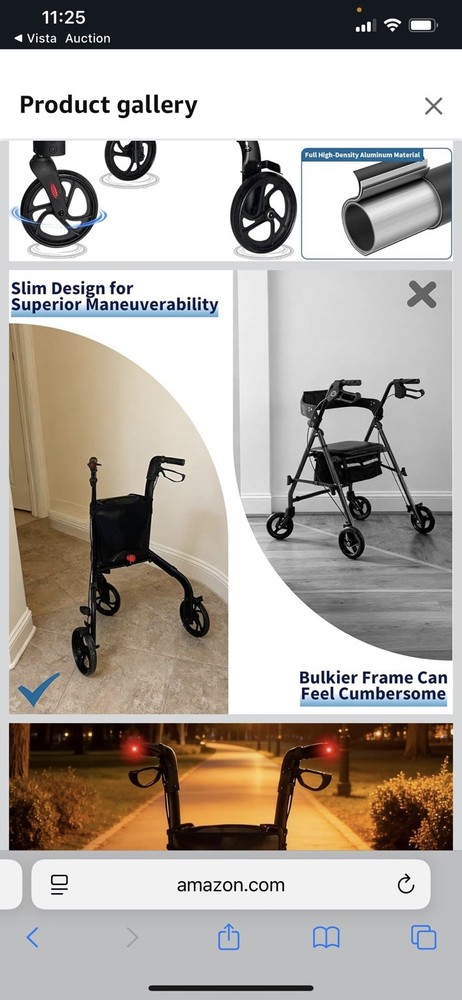 Premium 3 Wheel Rollator Walker for Seniors, Lightweight Foldable Elderly T (SR)