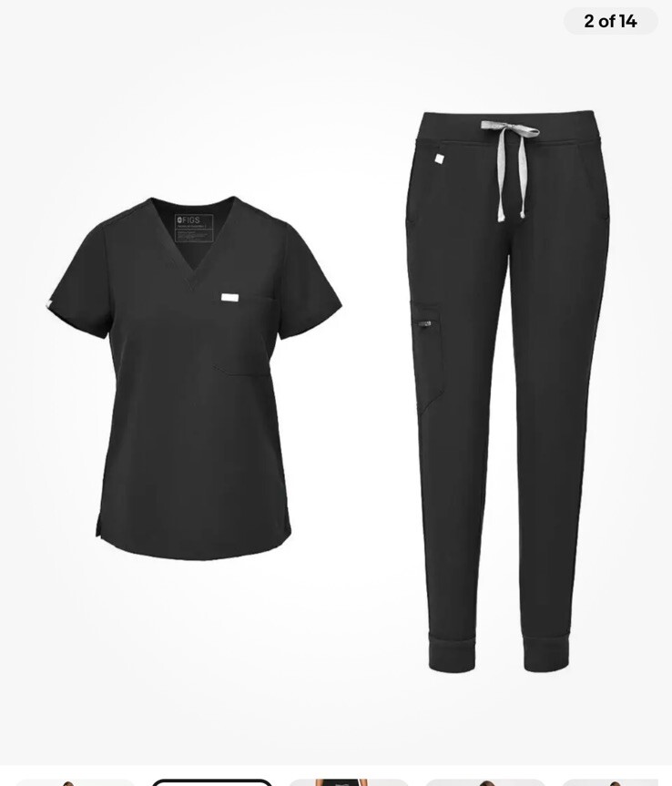 Figs Black Jogger Scrub Set Size S (A30)