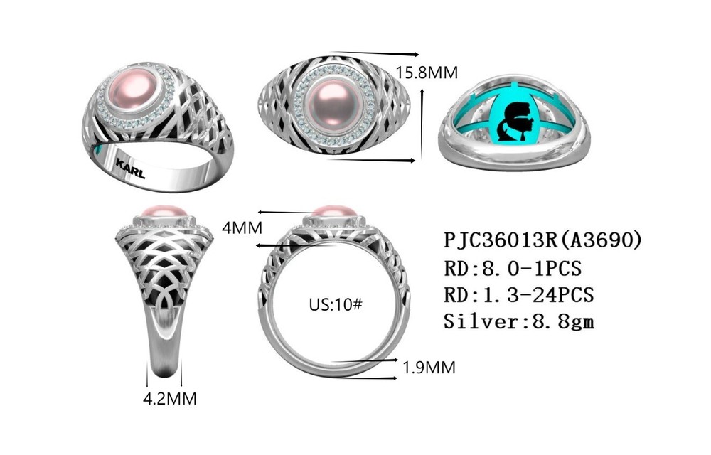 Sterling Silver Semi Mount Ring Setting Round Rd 8x8mm