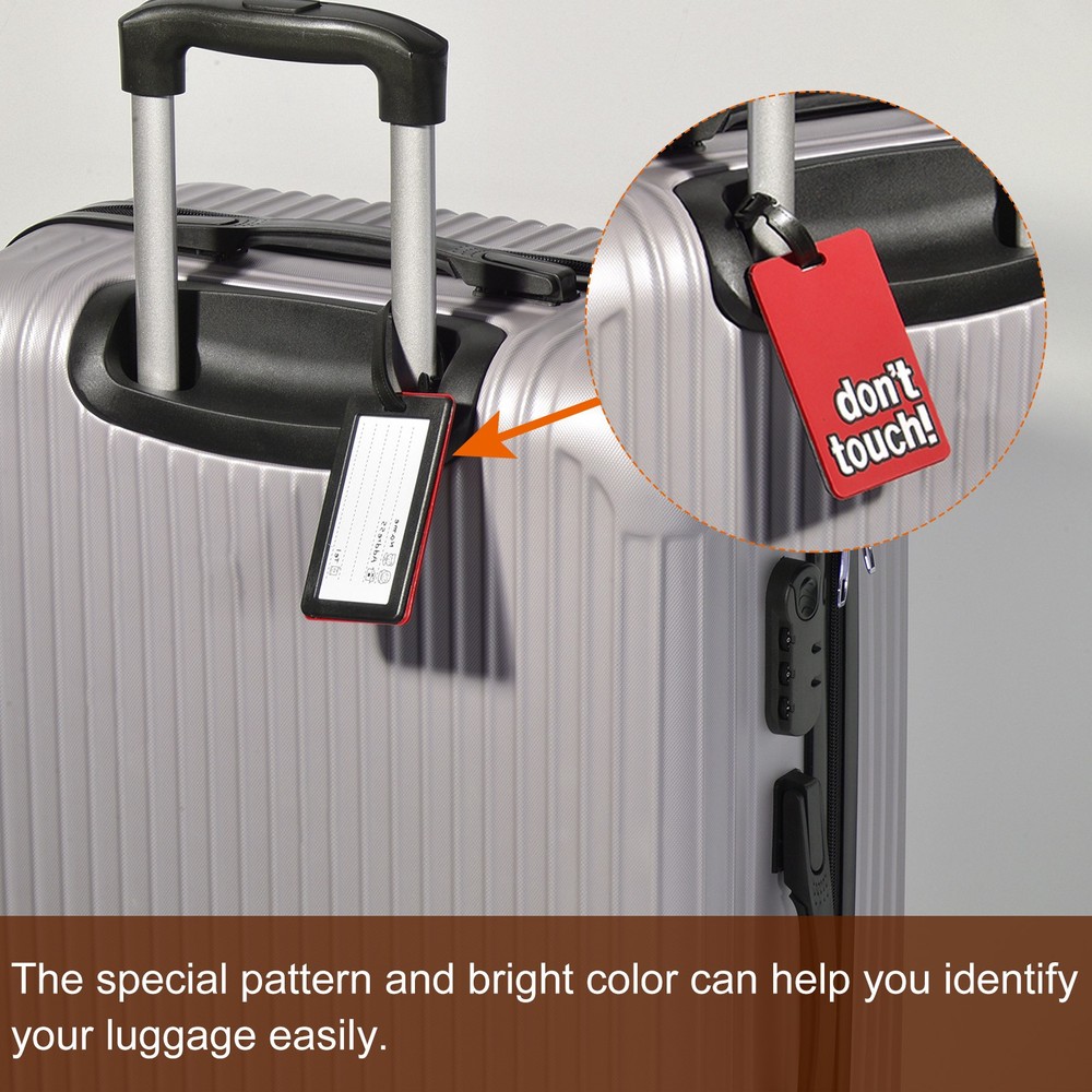 2Pcs PVC Luggage Tag Identifier Label, Don't Touch Pattern Red