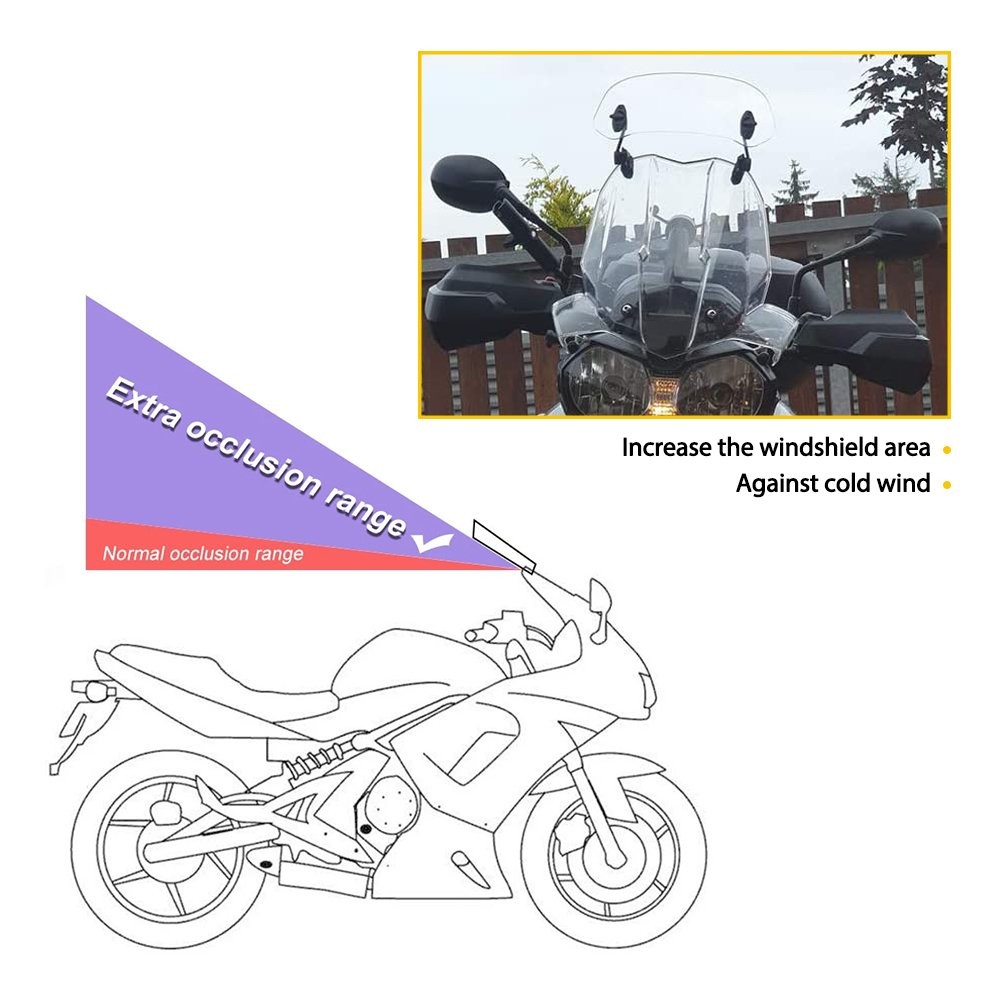 Motorcycle Adjustable Clip On Windshield Extension Spoiler Wind Deflector Clear