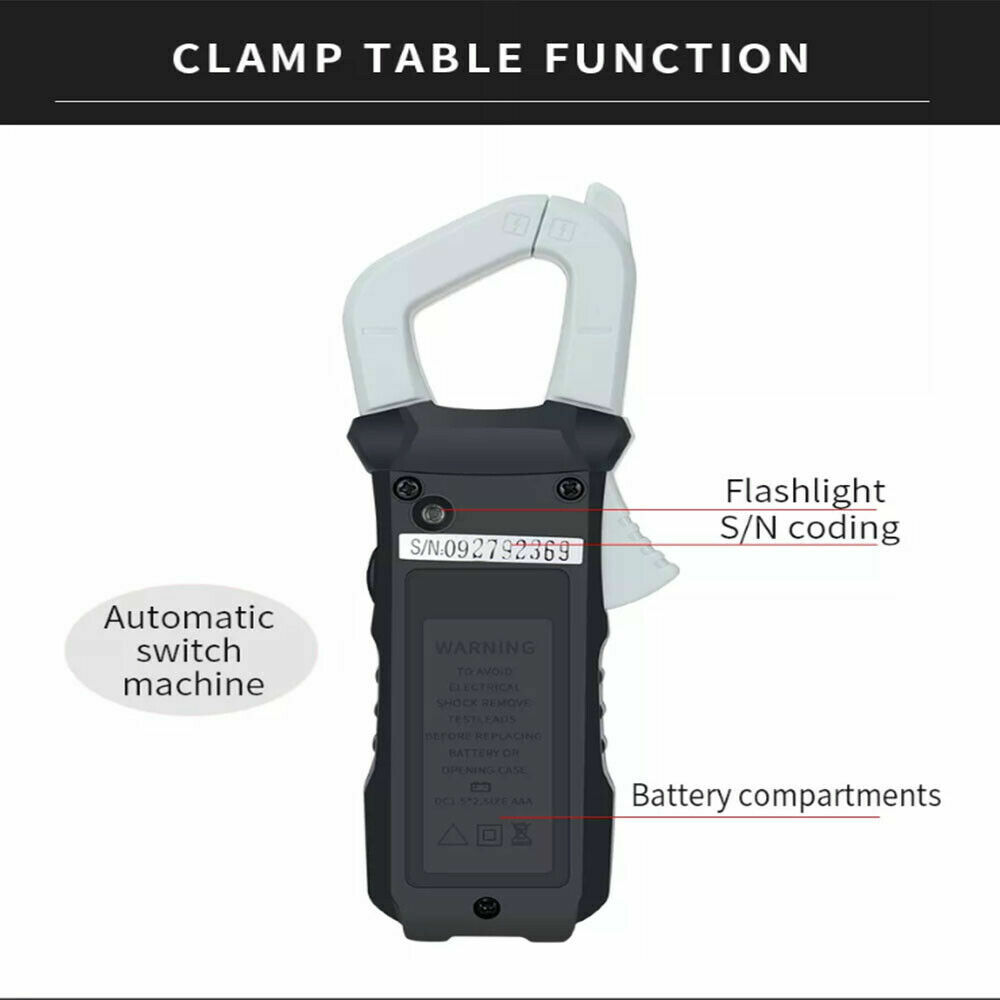 6000 Counts True RMS Clamp Meter AC DC Voltage & Current Digital Multimeter