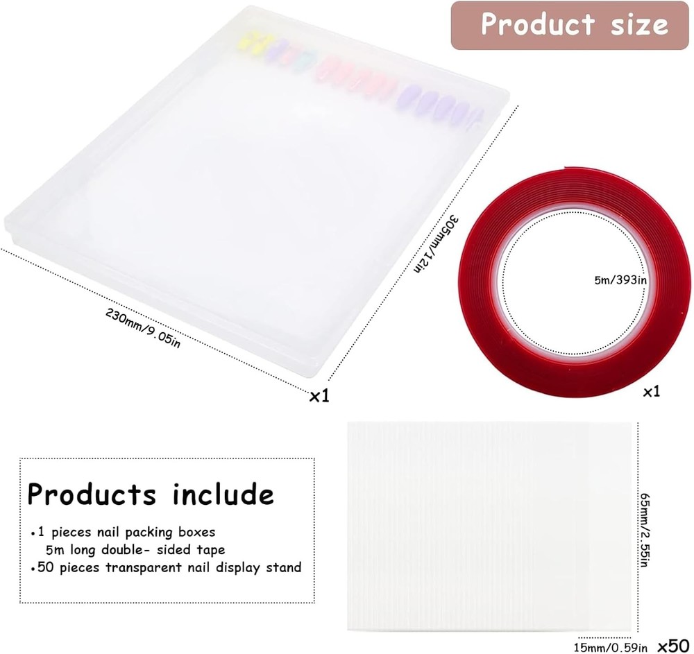 Large Clear Press on Nails Storage Box, Empty Press on Nails Packaging Box Set
