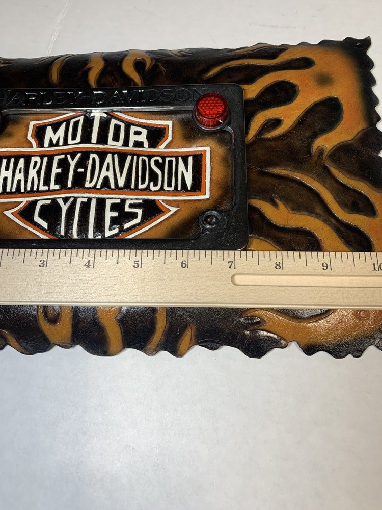 Harley-Davidson Motorcycle License Plate Holder On Leather Patch.