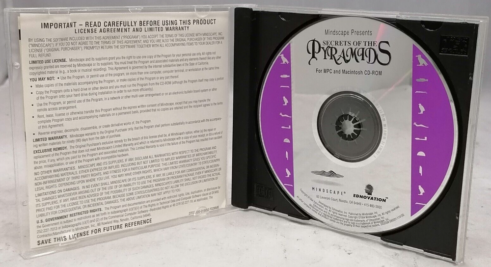 Vintage 1994 Mindscape Secrets Of The Pyramids