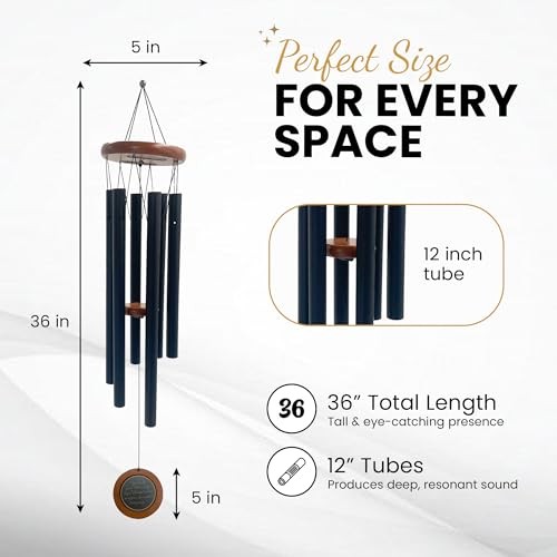 36" Personalized Memorial Wind Chimes with Custom Black Image Insert Design