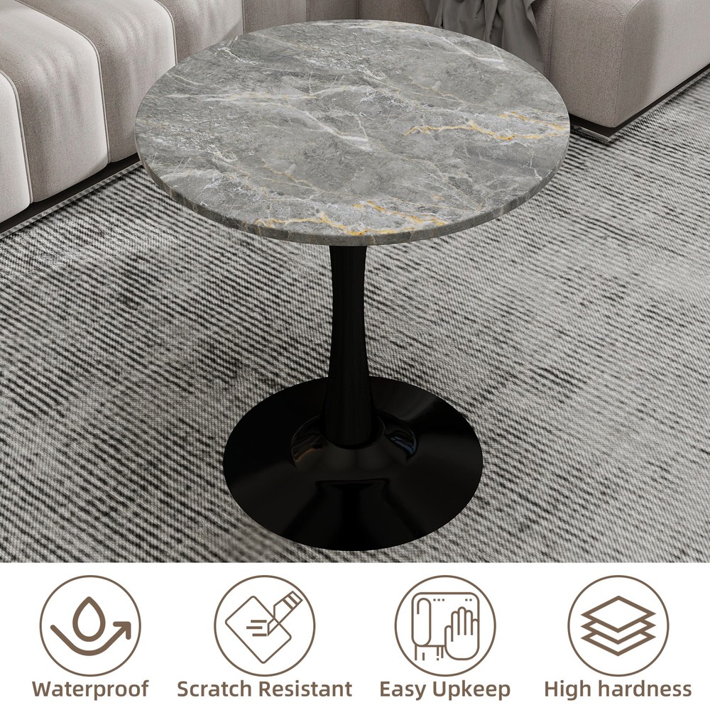 27.6-inch black coffee table, mid-century modern style dining table, accommoda