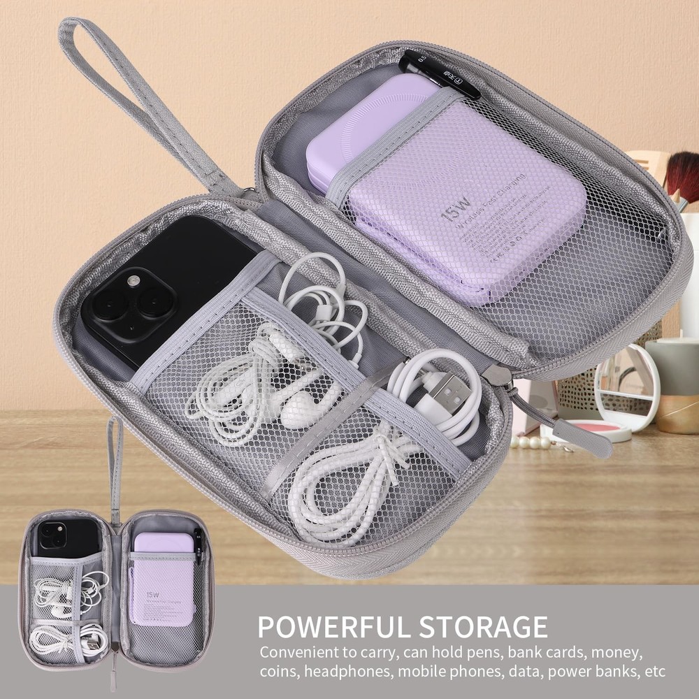 Universal Cable Organizer Electronics Accessories Bag for Charger Phone Grey