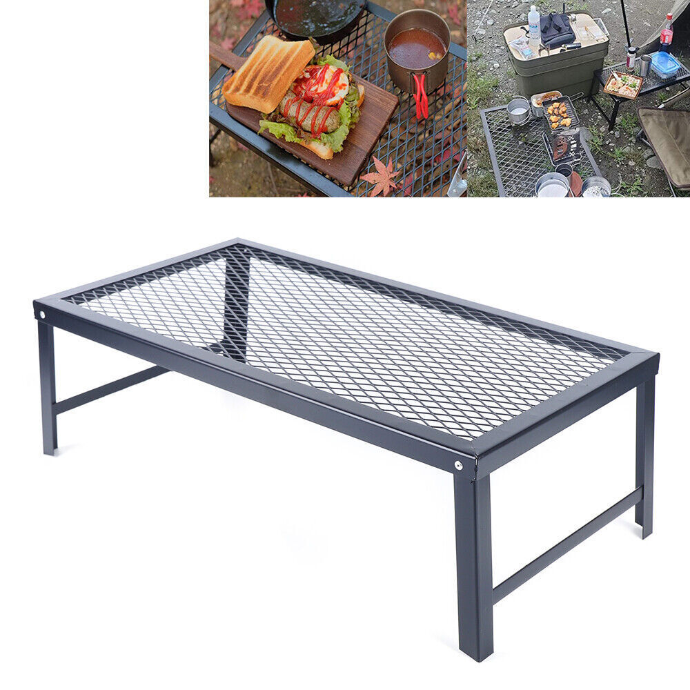 Folding Campfire Grill Fire Pit Cooking Grate Bbq Rack Griddle Plate With Legs