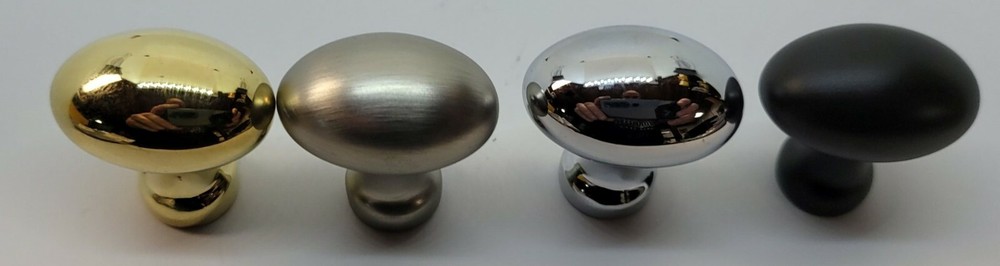 Solid Cast Brass Oval Knob pull mid-century modern Bean T shaped brass nickel