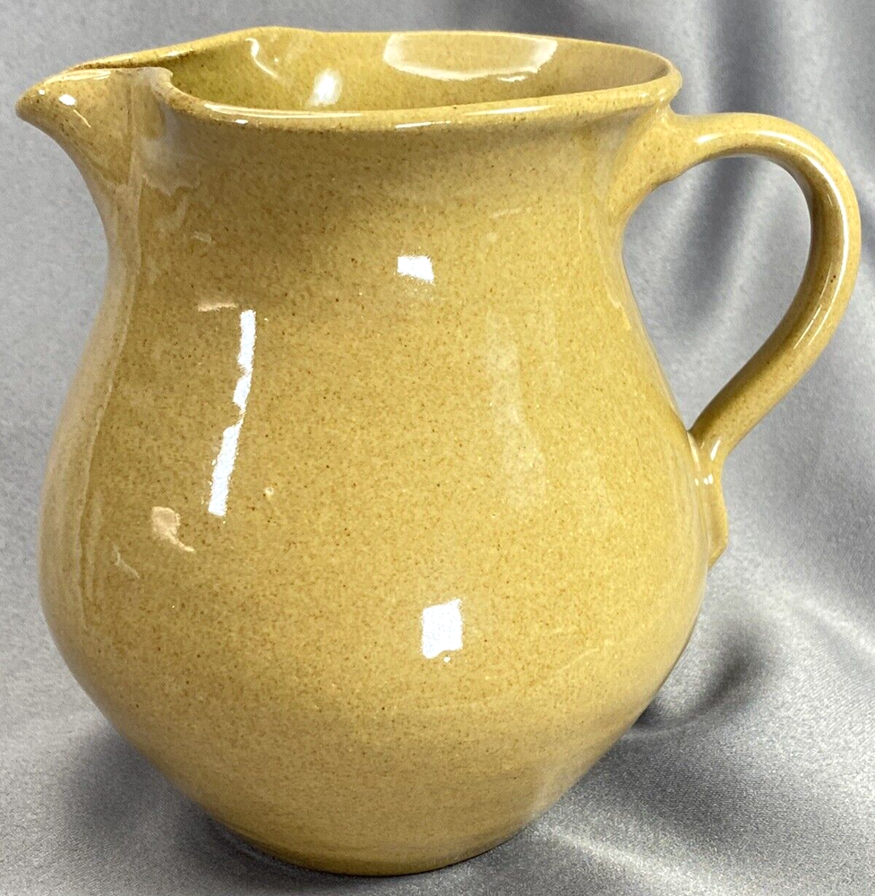 Hand Made Yellow/Brown Speckled Pottery Pitcher 28oz