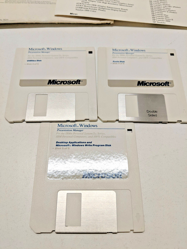 Original Vintage Microsoft Windows Presentation Manager Software 2.0 1987 3.5"